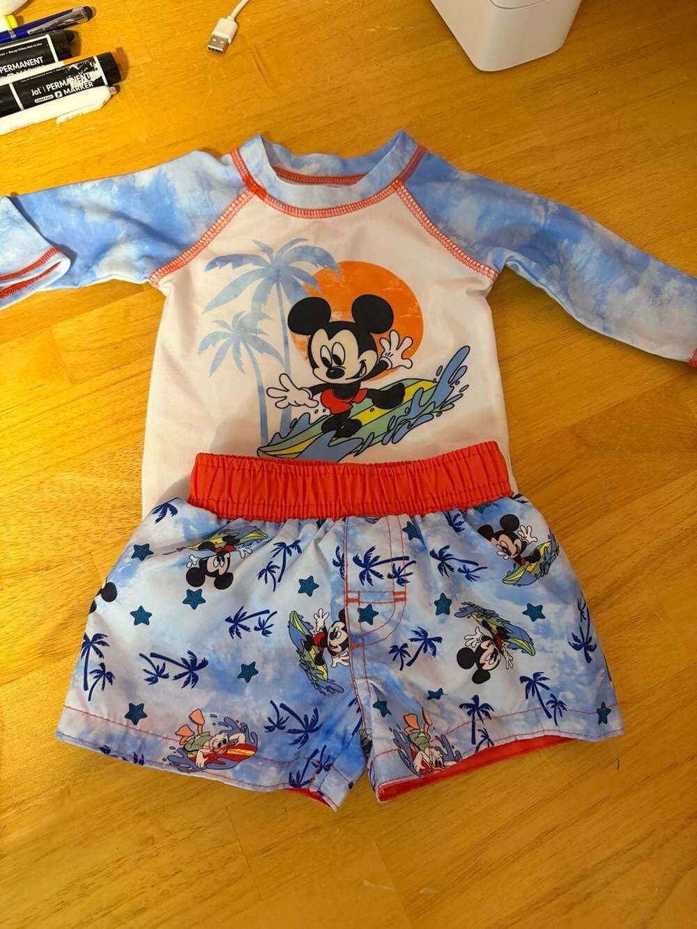 Mickey Mouse Baby Boy Swim Rash Guard Set, 2-Piece, Sizes 0-12M - .com,